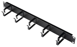 19" Cable management panel, 1U, 5 metal rings 63mm, RAL9005
