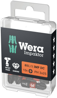 851/1 IMP DC PH DIY Impaktor PH bits, PH 3 x 25 mm, 10 pieces, 05057617001 Wera main