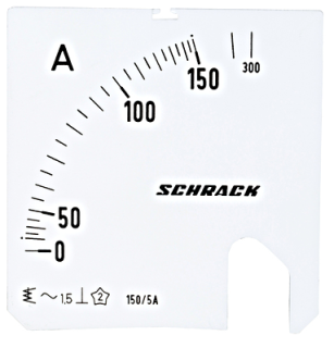 Ammeter scale plate 72x72mm 150/300/5AVAC, MGS57150-A Schrack Technik main
