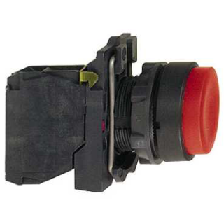 Push button, Harmony XB5, plastic, projecting, red, 22mm, spring return, unmarked, 1NC