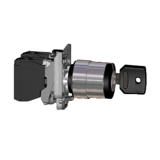 Pilnīgs selektora slēdzis, Harmony XB4 ATEX D, 22mm, atslēga 455, 2 pozīcijas 90grādi, palikt vietā, 1 NO, ATEX main
