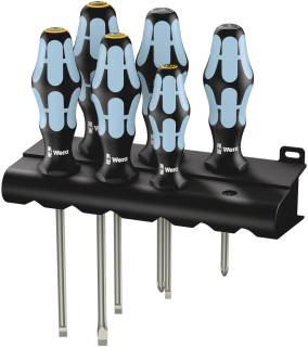 3334/3355/6 Screwdriver set, stainless and rack, 6 pieces, 05032061001 Wera main