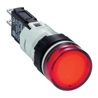 Complete pilot light, Harmony XB6, round red, plastic, 16mm, integral LED 12...24V
