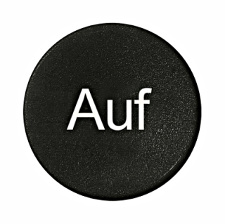 Button plate flat with inscription black with white "Auf"