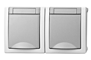 Horizontal combination two-gang socket outlet, VISIO IP54, EV211014-- Schrack Technik main