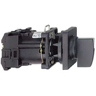 Cam changeover switch, Harmony K, 22mm, plastic, 2 poles, position 0, 45°, 12A, 45x45mm, metallic legend, marked 2 0 1, 35mm black handle main