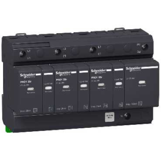 PRD1 25r modular surge arrester - 3 poles + N - 350V - with remote transfer main