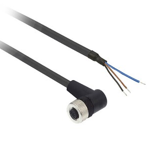 Konektors ar kabeli, M12, 3-PIN, leņķiskais, mamma kabelis 5m, IP65/IP67/IP69K, LED, XZCP1440L5 Telemecanique