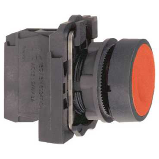 Push button, Harmony XB5, plastic, flush, red, 22mm, spring return, unmarked, 1NO+1NC main