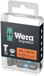 840/1 IMP DC Hex-Plus DIY Impaktor bits, 6 x 25 mm, 10 pieces, 05057606001 Wera main