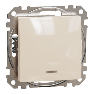 Push-Button, Sedna Design & Elements, 2-way, 10A, with blue locator, beige