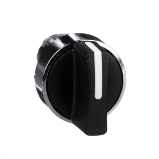 Head for selector switch, Harmony XB4, metal, black, 22mm, 3 positions, stay put main