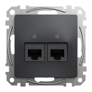 Data socket, Sedna Design & Elements, 2xRJ45 CAT5E UTP, PRO, anthracite main
