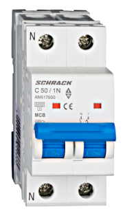 Automātslēdzis (MCB) AMPARO 6kA, C 50A, 1+N, Schrack Teknik, AM617650-- main