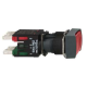 Complete illuminated push button, Harmony XB6, red rectang flush, 16mm, spring return, 1NO + 1NC,  12...24V main