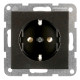 Socket outlet with safety shutter, cage clamps, black, EV131303 Schrack Technik main