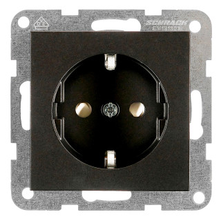Socket outlet with safety shutter, cage clamps, black, EV131303 Schrack Technik