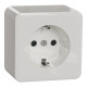 Socket-outlet, Exxact Surface, complete product, 2P + E, 16A, side earth, with shutter, screwless terminals white main