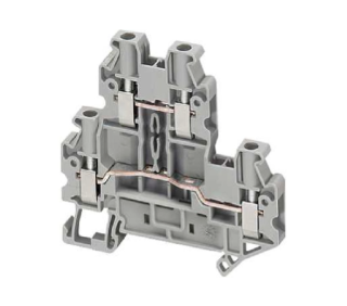 Terminal block, Linergy TR, grey, 4mm², double level, 4 points, set of 10 main