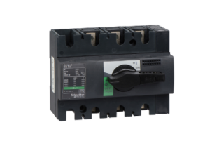 switch disconnector, Compact INS160, 160A, standard version with black rotary handle, 3 poles main