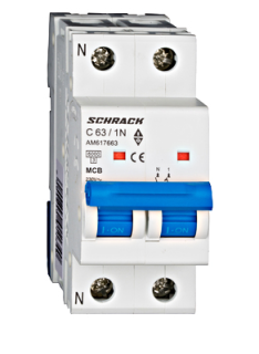 Automātslēdzis (MCB) AMPARO 6kA, C 63A, 1+N, Schrack Teknik, AM617663-- main