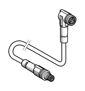 Jumper cable XZ, male straight M8 3 pin, female elbowed M8 3 pin, PUR 1 m, XZCR2706037R1