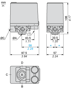 Выключатель давления XMX 6 bar, adjustable scale 2 thresholds, 1 C/O, XMXA06L2435 alt_view_2