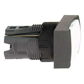 Head for non illuminated push button, Harmony XB6, white rectangular flush, 16mm, integral LED, spring return, unmarked main