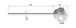 Temperatūras sensors ar galvu, PT100, 6 x 200mm, DIN B, -50….500°C, TP-401, TP-401Pt100-1-200 Czaki main