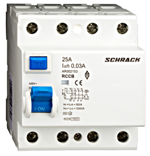 Residual Current Circuit Breaker 10kA, 25A, 4-pole, 30mA, AR002103-- Schrack Technik main
