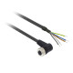 Pre wired connectors XZ, elbowed female, M12, 5 pins, cable PUR 10 m, XZCP1264L10 main