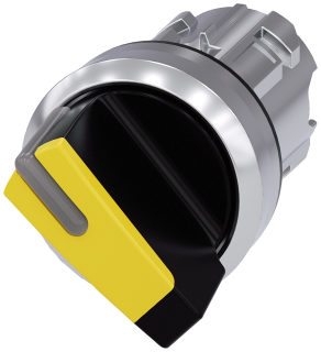Toggle switch illuminable, 22 mm, round, metal, high gloss, yellow, knob short, 3SU1052-2BF30-0AA0, Siemens main