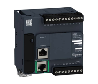 logic controller, Modicon M221, 16 IO, 9 DI, 7 DO, transistor, PNP, Ethernet