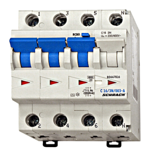 RCBO Noplūdes automātslēdzis C, 16A, 3+N, 30mA, Typ A, 6kA main