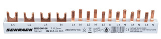 Busbar 4-pole, 1xRCCB 4-pole, 6 MCB 1+N/1 MW, 10MW main