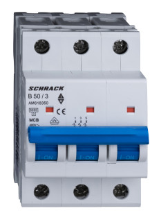 Circuit breaker (MCB) AMPARO 6kA, B 50A, 3-pole, Schrack Teknik, AM618350-- main