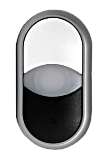 Double push-button, illuminated, black/white, `0/I´ main