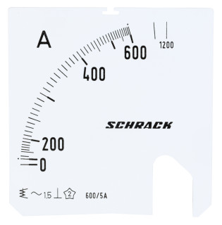 Scale Plate, 72x72mm, 600/1200/5A AC, MGS57600-A Schrack Technik
