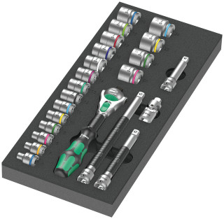 9721 Foam insert 8000 B Zyklop 3/8" ratchet set 1, 23 pieces, 05150111001 Wera main