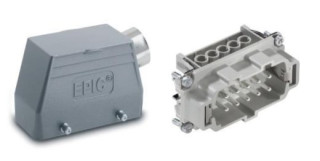 EPIC KIT H-BE 10 SS TS M25 housing, side entry, 4 fixing points for 2 locking levers + male contact insert main