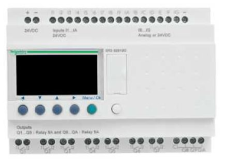 modular smart relay, Zelio Logic SR2 SR3, 26 IO, 100 to 240V AC, clock, display main