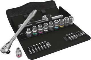 8100 SC 11 Zyklop Metal Ratchet Set with switch lever, 1/2" drive, imperial, 28 pieces, 05004081001 Wera main