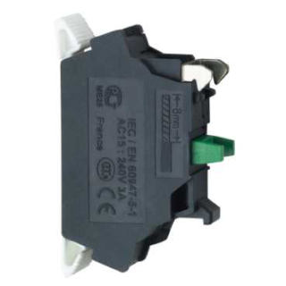 Single contact block, Harmony XB4, Hamony XB5, silver alloy, compact push in terminals, 1 NO