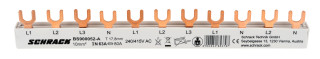 Busbar, 1xRCCB 4-pole, 1xMCB 3-pole, 2xMCB 1+N, 11MW, 10mm² main