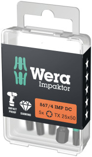 867/4 IMP DC TORX® DIY Impaktor bits, TX 25 x 50 mm, 5 pieces, 05057665001 Wera main