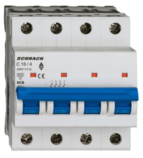 Circuit breaker (MCB) AMPARO 6kA, C ​​16A, 4-pole, Schrack Teknik, AM617416-- main