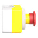 Control station, Harmony XALD, plastic, yellow lid, 1 emergency stop 40mm, turn to release, illuminated ring white red fixed, 1NO 1NC, 24V AC DC main