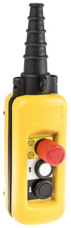 Pendant control station, Harmony XAC, plastic, yellow, 2 push buttons with 1NO, 1 emergency stop NC main