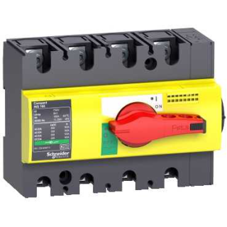 switch disconnector, Compact INS100, 100A, with red rotary handle and yellow front, 4 poles main