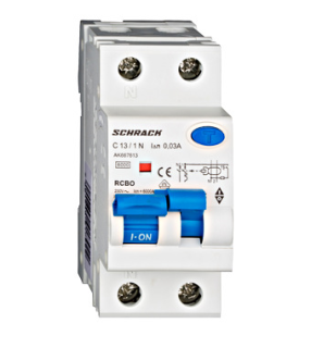 Residual current breaker with overcurrent protection (RCBO), 13A, 1P+N, 6kA, AK667613 Schrack Technik main